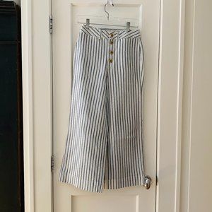 Madewell Railroad Stripe denim wide leg cropped pants Emmett